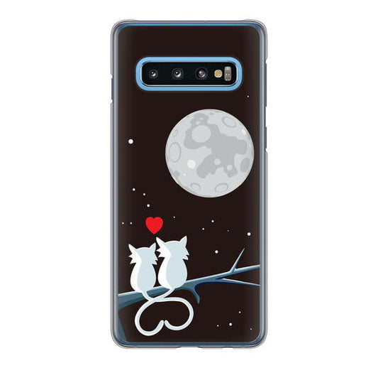 Galaxy S10 SC-03L docomo 高画質仕上げ 背面印刷 ハードケース 夜とネコ