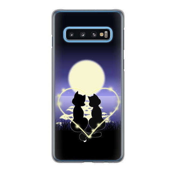 Galaxy S10 SC-03L docomo 高画質仕上げ 背面印刷 ハードケース 夜とネコ