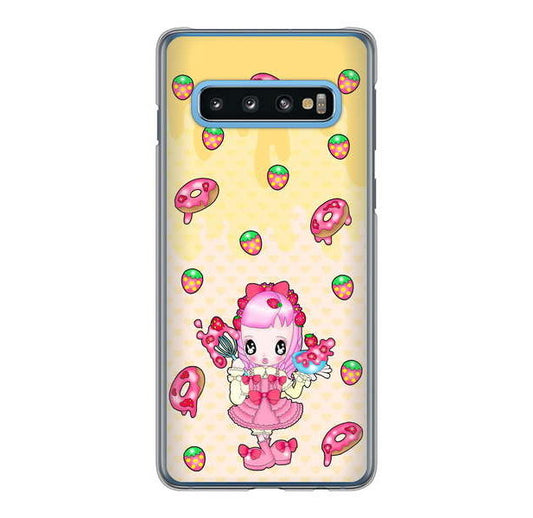 Galaxy S10 SC-03L docomo 高画質仕上げ 背面印刷 ハードケース むかいあぐる ストロベリードーナツ