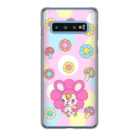 Galaxy S10 SC-03L docomo 高画質仕上げ 背面印刷 ハードケース むかいあぐる フラワーうさぎのフラッピョン