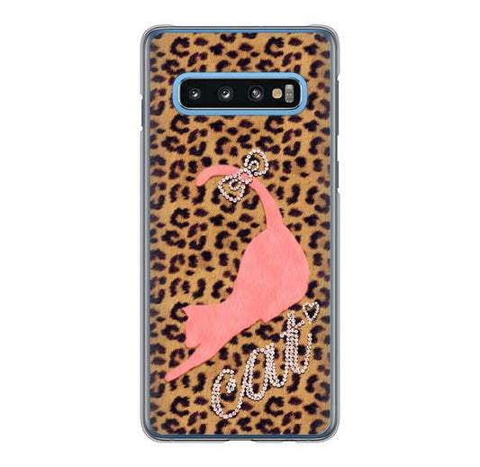 Galaxy S10 SC-03L docomo 高画質仕上げ 背面印刷 ハードケース 【KG801 キャットレオパード（ブラウン）】