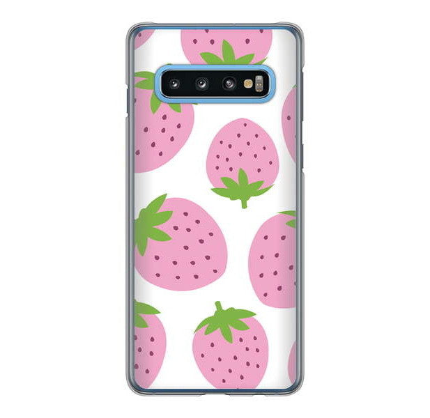 Galaxy S10 SC-03L docomo 高画質仕上げ 背面印刷 ハードケース 大きいイチゴ模様