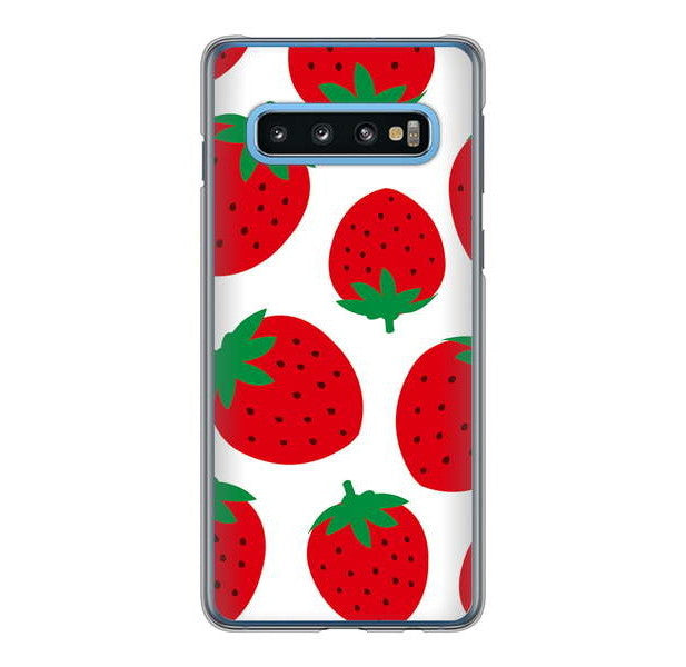 Galaxy S10 SC-03L docomo 高画質仕上げ 背面印刷 ハードケース 大きいイチゴ模様