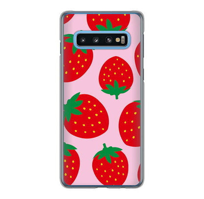 Galaxy S10 SC-03L docomo 高画質仕上げ 背面印刷 ハードケース 大きいイチゴ模様