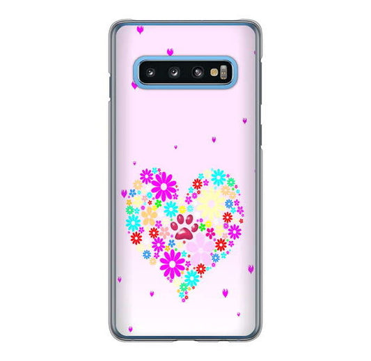 Galaxy S10 SC-03L docomo 高画質仕上げ 背面印刷 ハードケース ハートと肉球
