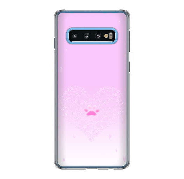 Galaxy S10 SC-03L docomo 高画質仕上げ 背面印刷 ハードケース ハートと肉球