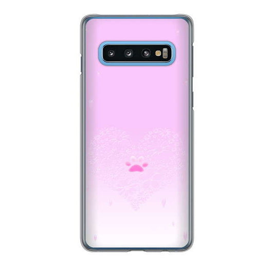 Galaxy S10 SC-03L docomo 高画質仕上げ 背面印刷 ハードケース ハートと肉球