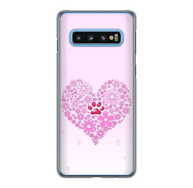 Galaxy S10 SC-03L docomo 高画質仕上げ 背面印刷 ハードケース ハートと肉球