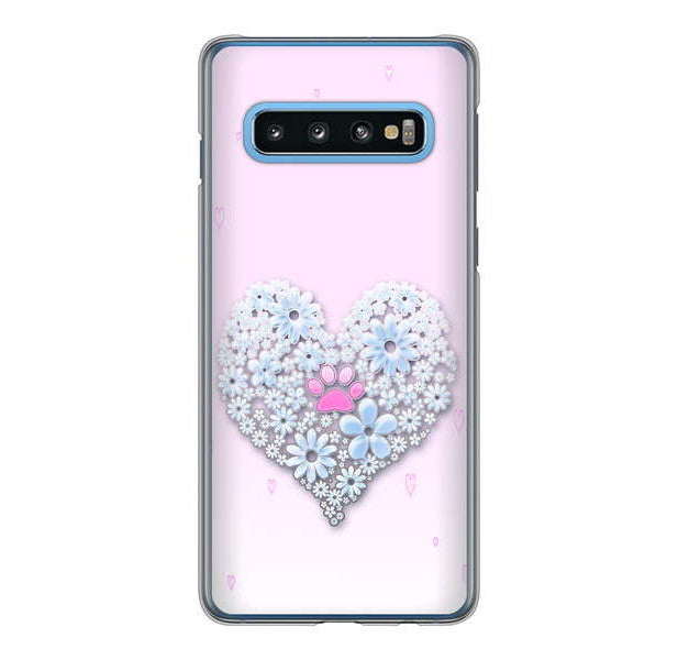 Galaxy S10 SC-03L docomo 高画質仕上げ 背面印刷 ハードケース ハートと肉球