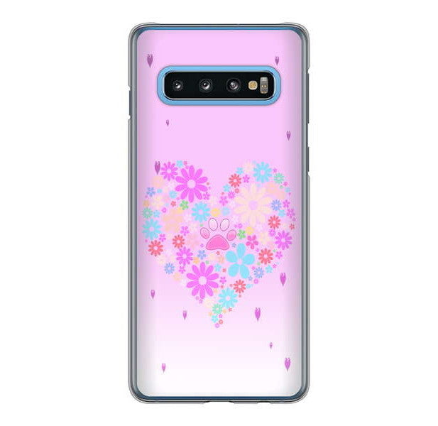 Galaxy S10 SC-03L docomo 高画質仕上げ 背面印刷 ハードケース ハートと肉球