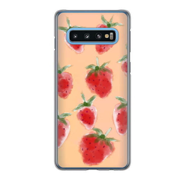 Galaxy S10 SC-03L docomo 高画質仕上げ 背面印刷 ハードケース イチゴ 水彩