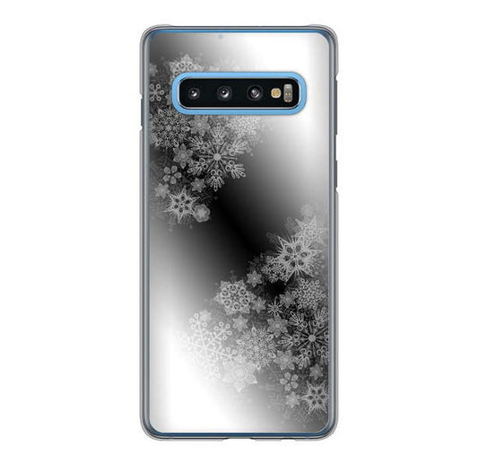 Galaxy S10 SC-03L docomo 高画質仕上げ 背面印刷 ハードケース 【YJ340 モノトーン 雪の結晶 】