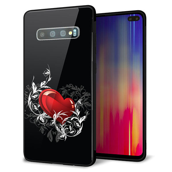 docomo ギャラクシー S10+ SC-04L 強化ガラス＆TPUスマホケース ガラプリ【032 クリスタルハート】