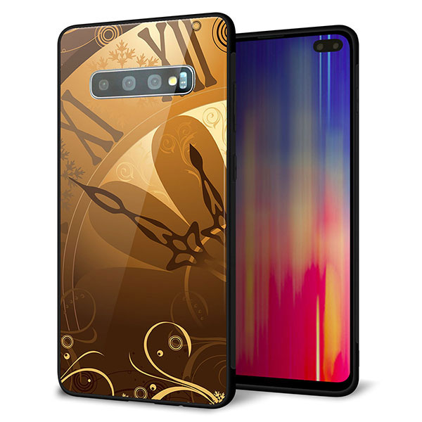 docomo ギャラクシー S10+ SC-04L 強化ガラス＆TPUスマホケース ガラプリ【185 時を刻む針】