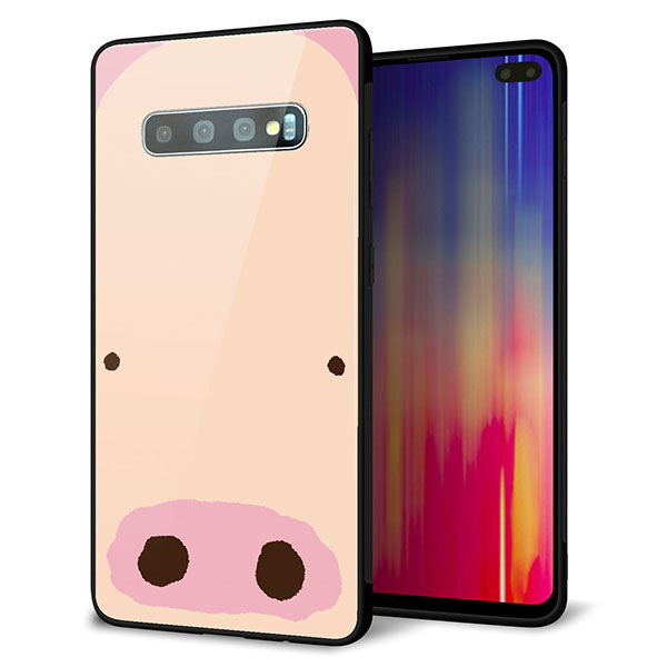 docomo ギャラクシー S10+ SC-04L 強化ガラス＆TPUスマホケース ガラプリ【353 ぶた】