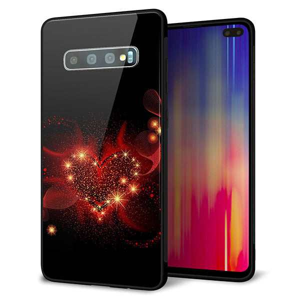 docomo ギャラクシー S10+ SC-04L 強化ガラス＆TPUスマホケース ガラプリ【382 ハートの創生】