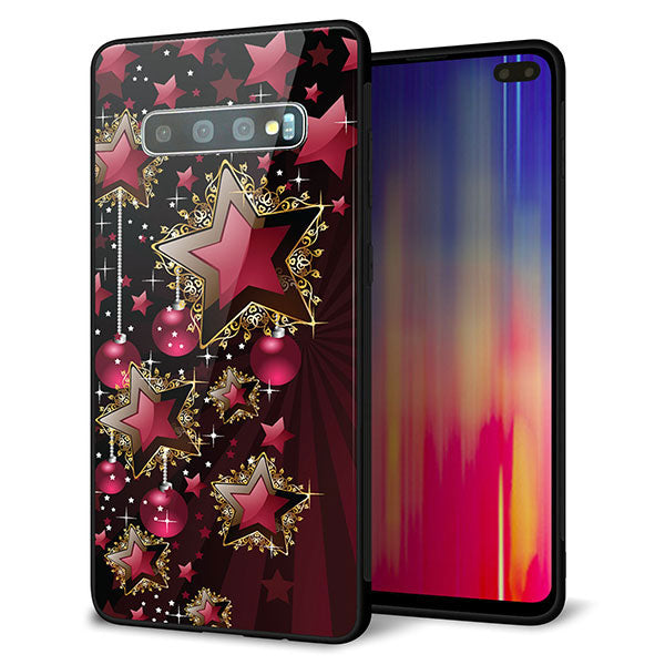 docomo ギャラクシー S10+ SC-04L 強化ガラス＆TPUスマホケース ガラプリ【434 星の壁】