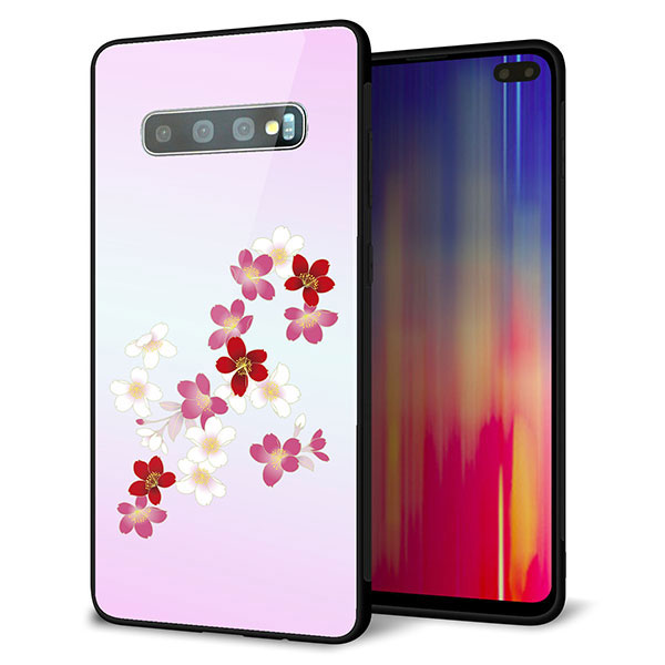 docomo ギャラクシー S10+ SC-04L 強化ガラス＆TPUスマホケース ガラプリ【YJ320 桜 和】
