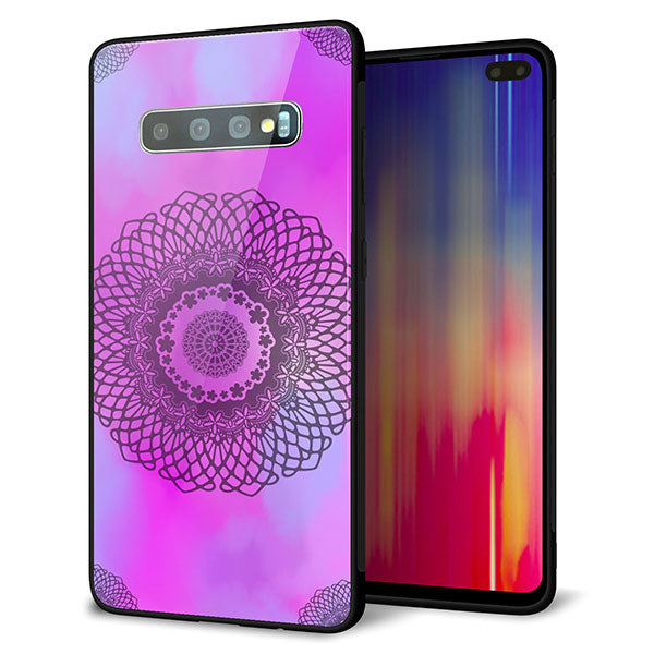 docomo ギャラクシー S10+ SC-04L 強化ガラス＆TPUスマホケース ガラプリ【YJ344 レース】