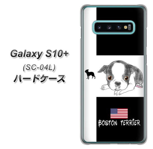 docomo ギャラクシー S10+ SC-04L 高画質仕上げ 背面印刷 ハードケース【YD854 ボストンテリア05】