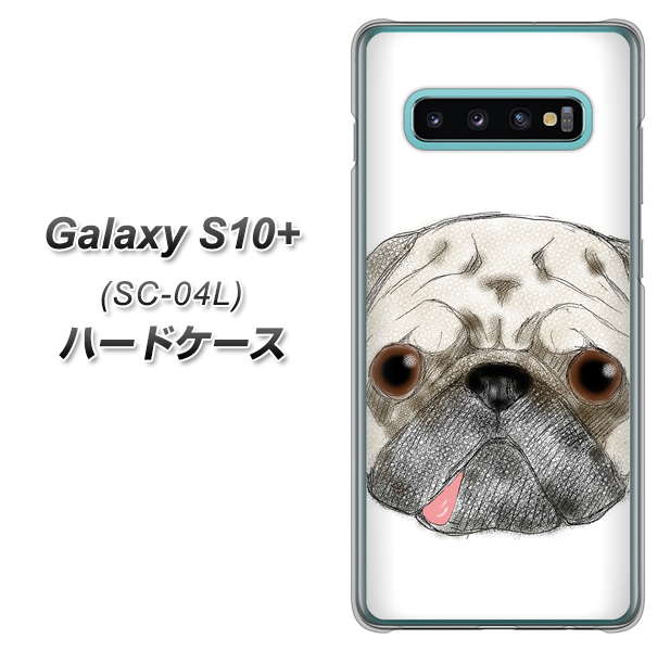 docomo ギャラクシー S10+ SC-04L 高画質仕上げ 背面印刷 ハードケース【YD855 パグ01】