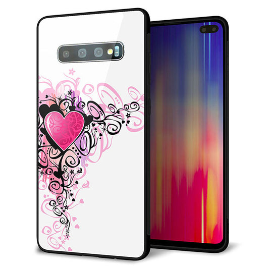 docomo ギャラクシー S10+ オリンピック限定モデル SC-05L 強化ガラス＆TPUスマホケース ガラプリ【007 スタイリッシュハート】