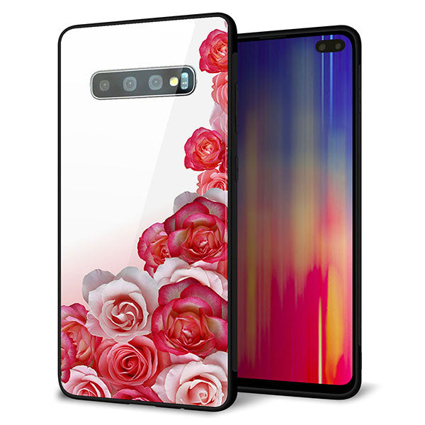 docomo ギャラクシー S10+ オリンピック限定モデル SC-05L 強化ガラス＆TPUスマホケース ガラプリ【299 薔薇の壁】