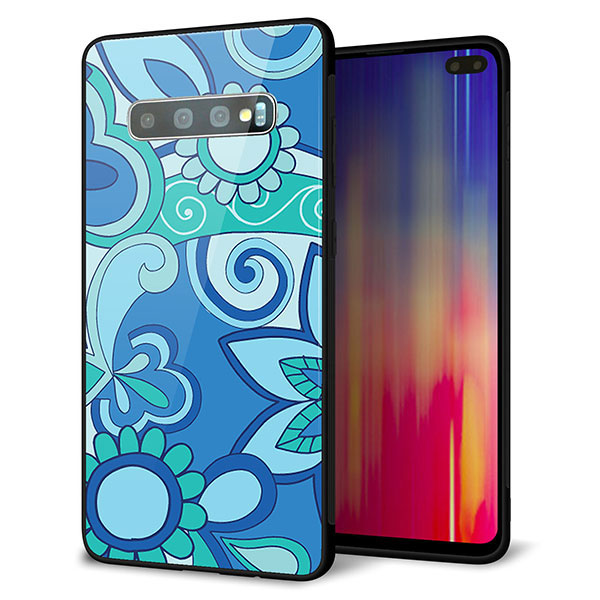 docomo ギャラクシー S10+ オリンピック限定モデル SC-05L 強化ガラス＆TPUスマホケース ガラプリ【409 ブルーミックス】