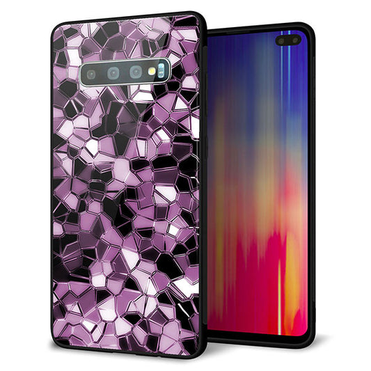 docomo ギャラクシー S10+ オリンピック限定モデル SC-05L 強化ガラス＆TPUスマホケース ガラプリ【EK837 テクニカルミラーパープル】