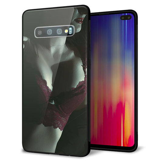 docomo ギャラクシー S10+ オリンピック限定モデル SC-05L 強化ガラス＆TPUスマホケース ガラプリ【KM887 ランジェリー】