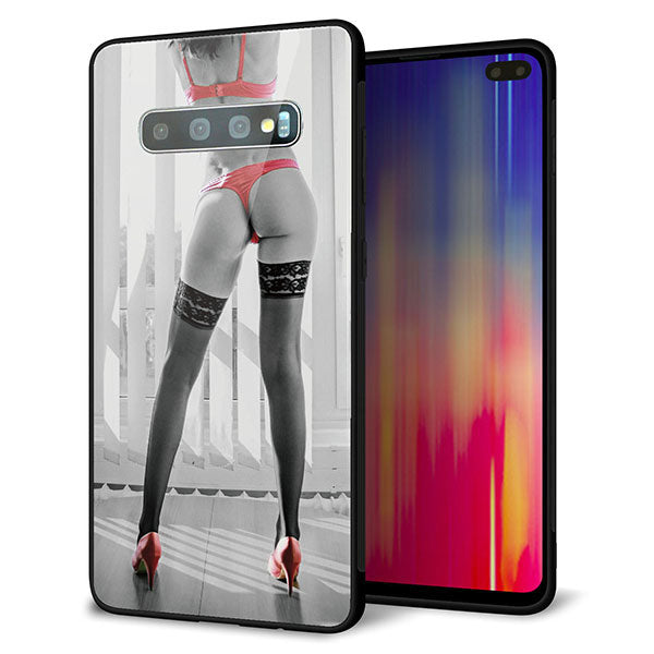 docomo ギャラクシー S10+ オリンピック限定モデル SC-05L 強化ガラス＆TPUスマホケース ガラプリ【KM889 ハイヒール】