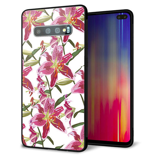 docomo ギャラクシー S10+ オリンピック限定モデル SC-05L 強化ガラス＆TPUスマホケース ガラプリ【SC892 ボタニカル スカーレットリリー】
