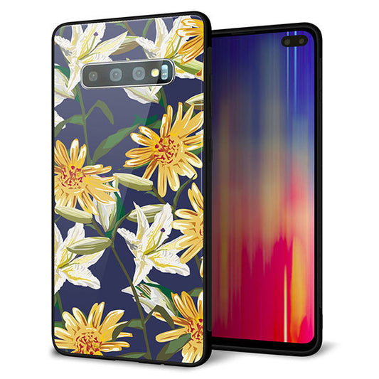 docomo ギャラクシー S10+ オリンピック限定モデル SC-05L 強化ガラス＆TPUスマホケース ガラプリ【SC893 ボタニカル デイジー＆リリー】