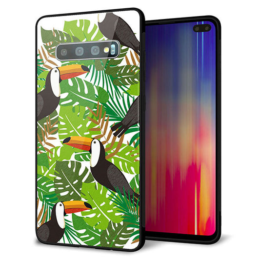 docomo ギャラクシー S10+ オリンピック限定モデル SC-05L 強化ガラス＆TPUスマホケース ガラプリ【SC894 ボタニカル トロピカルバード】