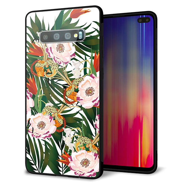 docomo ギャラクシー S10+ オリンピック限定モデル SC-05L 強化ガラス＆TPUスマホケース ガラプリ【SC895 ボタニカル フォレスト】