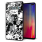 docomo ギャラクシー S10+ オリンピック限定モデル SC-05L 強化ガラス＆TPUスマホケース ガラプリ【SC913 花柄モノトーン 02】