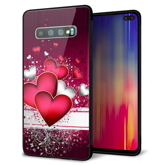 docomo ギャラクシー S10+ オリンピック限定モデル SC-05L 強化ガラス＆TPUスマホケース ガラプリ【VA835 ハートの息吹】
