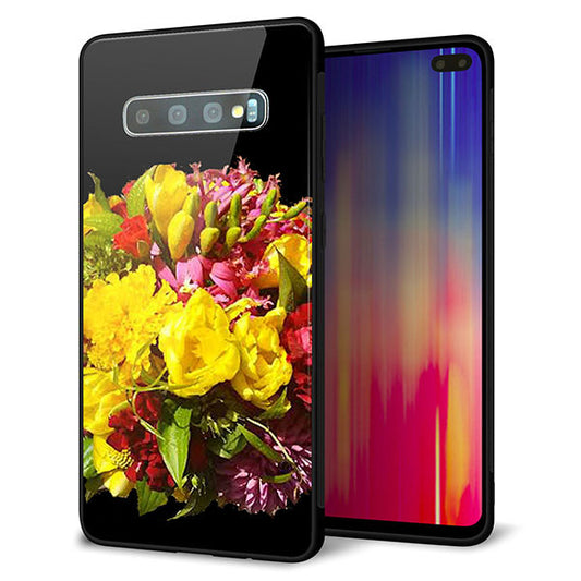docomo ギャラクシー S10+ オリンピック限定モデル SC-05L 強化ガラス＆TPUスマホケース ガラプリ【YI883 フラワー４】