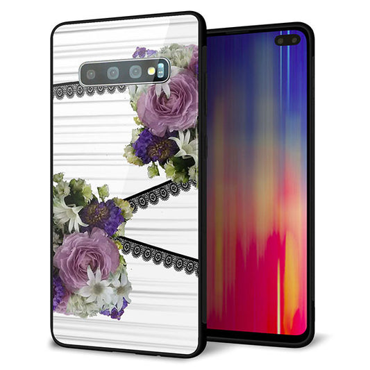 docomo ギャラクシー S10+ オリンピック限定モデル SC-05L 強化ガラス＆TPUスマホケース ガラプリ【YI888 フラワー９】
