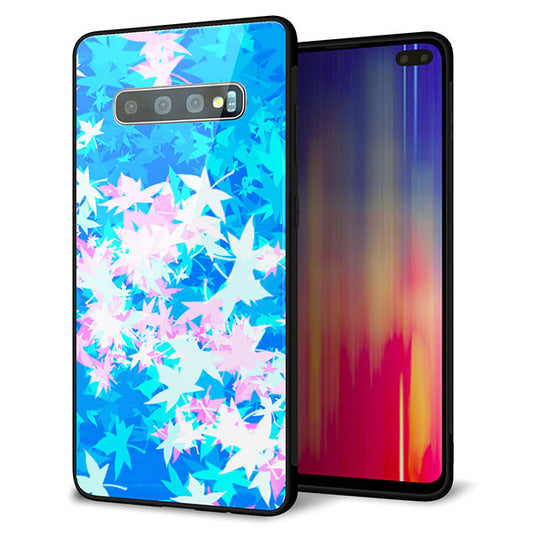 docomo ギャラクシー S10+ オリンピック限定モデル SC-05L 強化ガラス＆TPUスマホケース ガラプリ【YJ290 デザインもみじ】