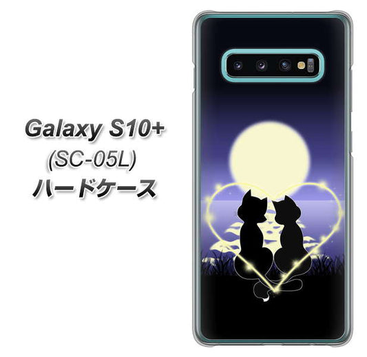 docomo ギャラクシー S10+ オリンピック限定モデル SC-05L 高画質仕上げ 背面印刷 ハードケース【604 月明かりの恋ネコ】