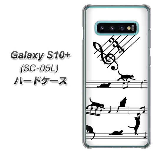 docomo ギャラクシー S10+ オリンピック限定モデル SC-05L 高画質仕上げ 背面印刷 ハードケース【1112 音符とじゃれるネコ2】