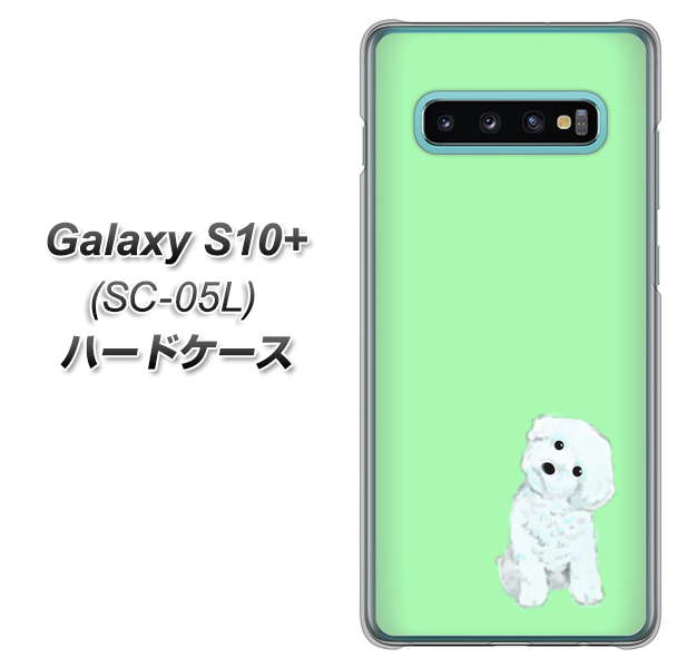 docomo ギャラクシー S10+ オリンピック限定モデル SC-05L 高画質仕上げ 背面印刷 ハードケース【YJ071 トイプードルホワイト（グリーン）】