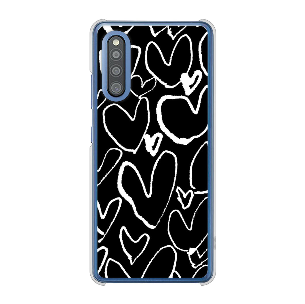 Galaxy A41 SC-41A docomo 高画質仕上げ 背面印刷 ハードケース 【1124 ハート BK＆WH】