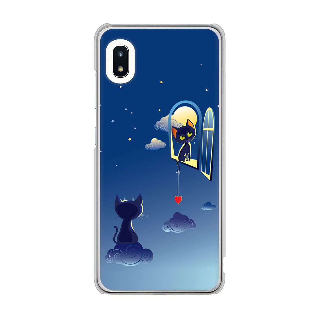 Galaxy A21 SC-42A docomo 高画質仕上げ 背面印刷 ハードケース 夜とネコ