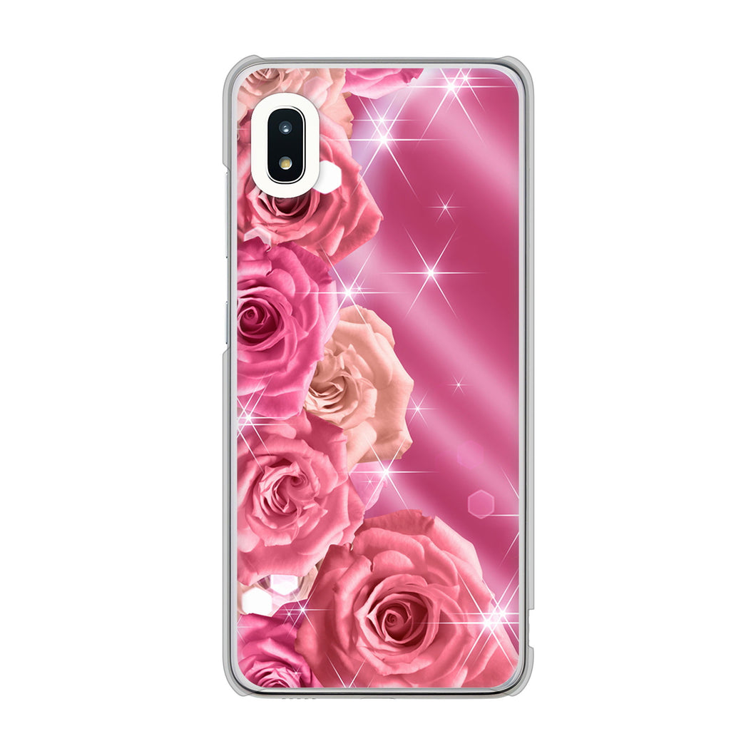 Galaxy A21 SC-42A docomo 高画質仕上げ 背面印刷 ハードケース 【1182 ピンクの薔薇に誘われて】