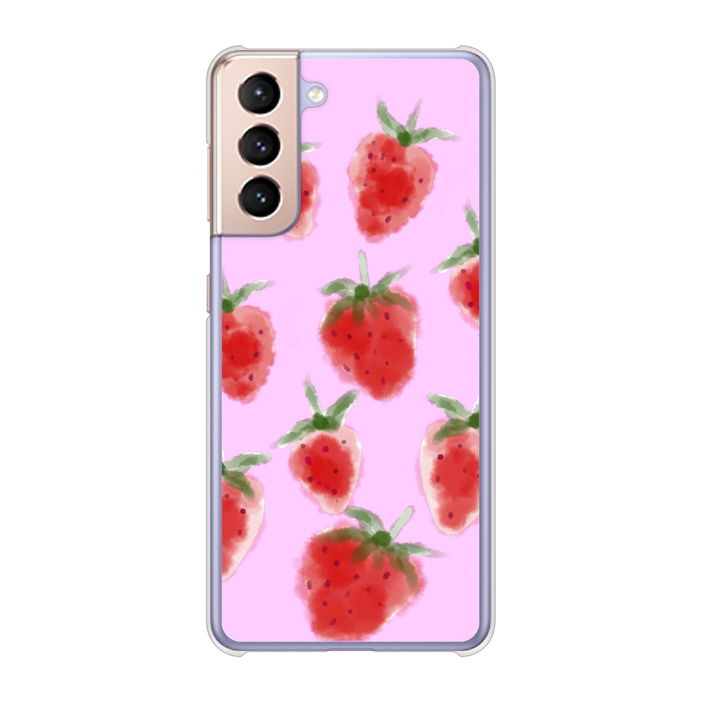 Galaxy S21 5G SC-51B docomo 高画質仕上げ 背面印刷 ハードケース イチゴ 水彩
