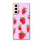 Galaxy S21 5G SC-51B docomo 高画質仕上げ 背面印刷 ハードケース イチゴ 水彩