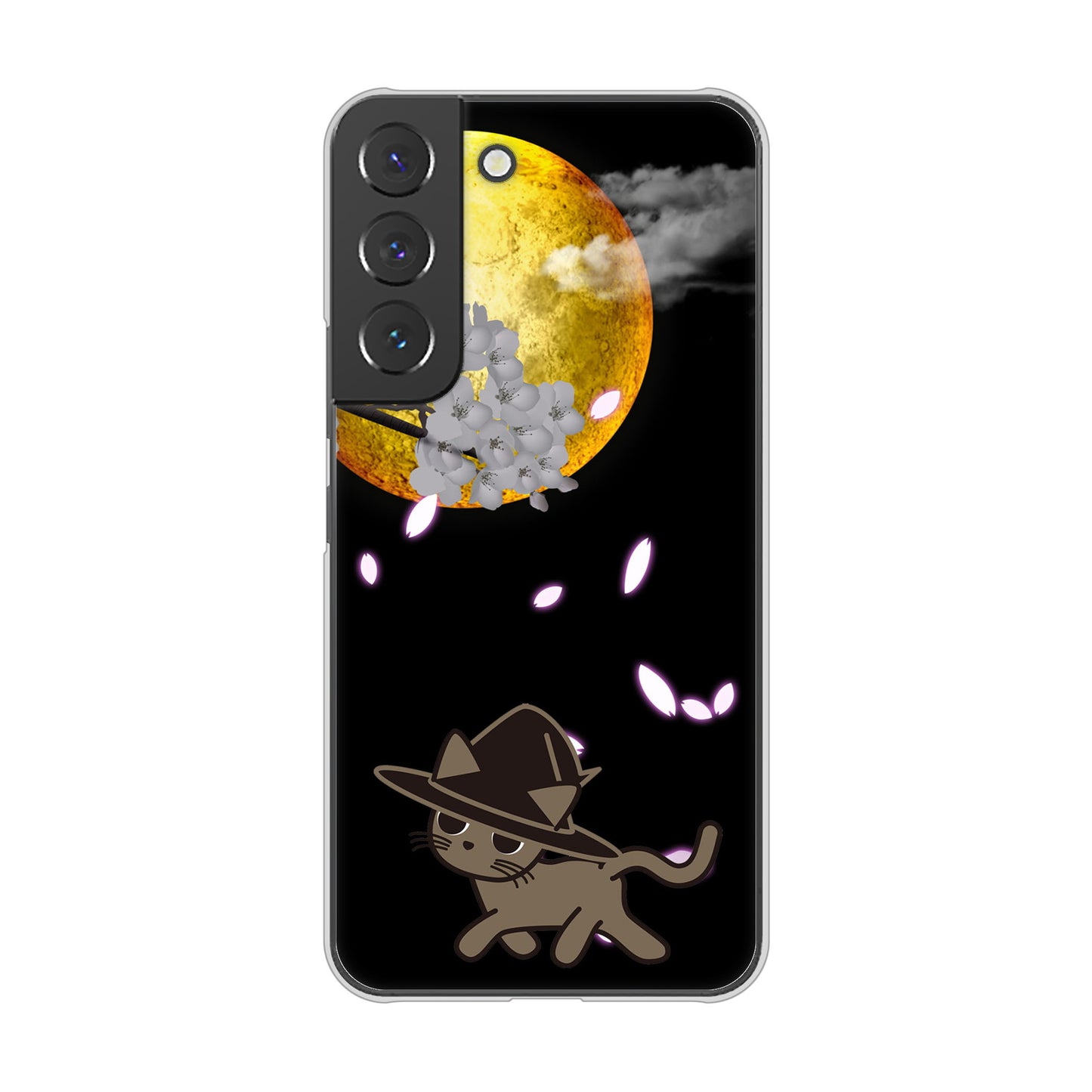 Galaxy S22 SC-51C docomo 高画質仕上げ 背面印刷 ハードケース 夜とネコ