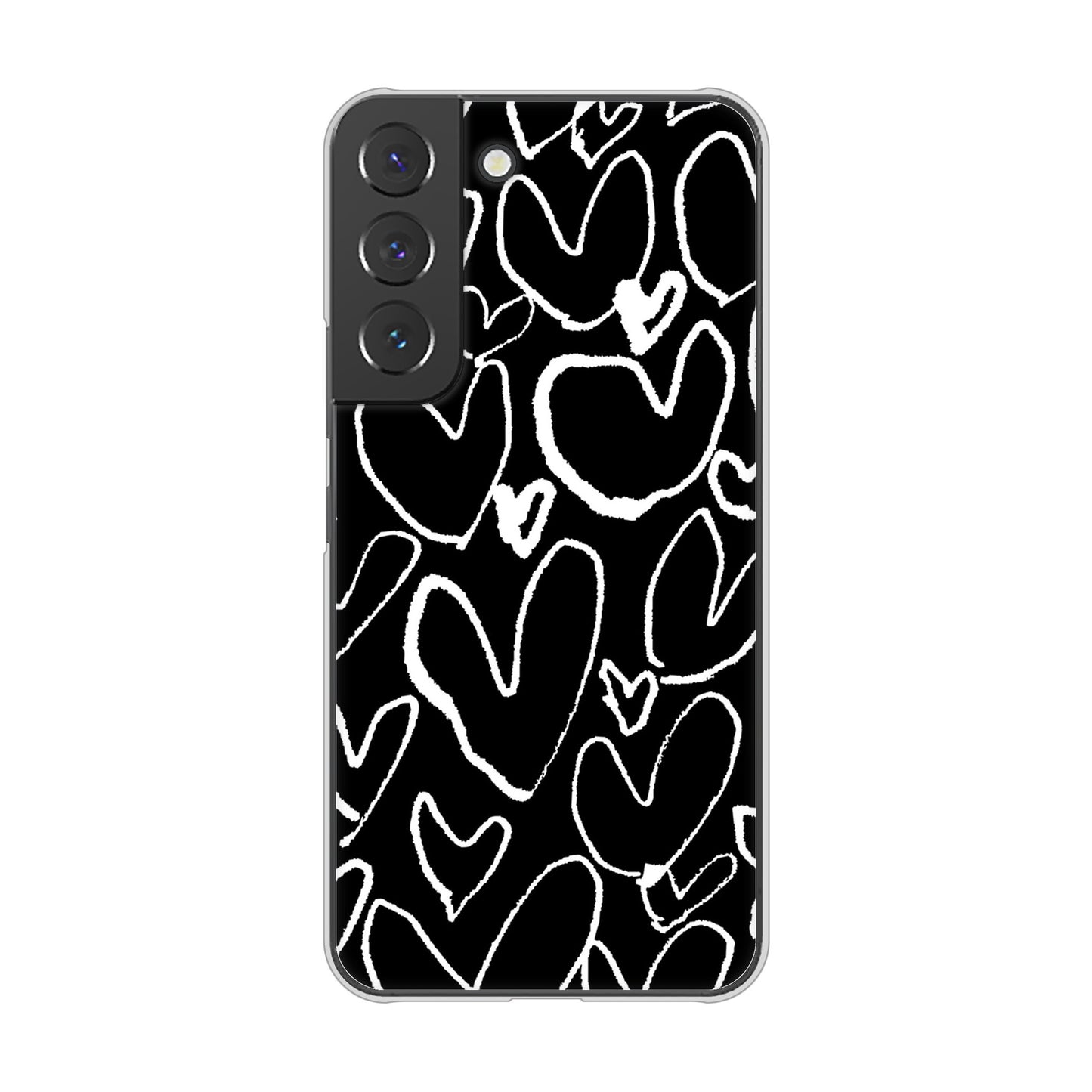 Galaxy S22 SC-51C docomo 高画質仕上げ 背面印刷 ハードケース 【1124 ハート BK＆WH】